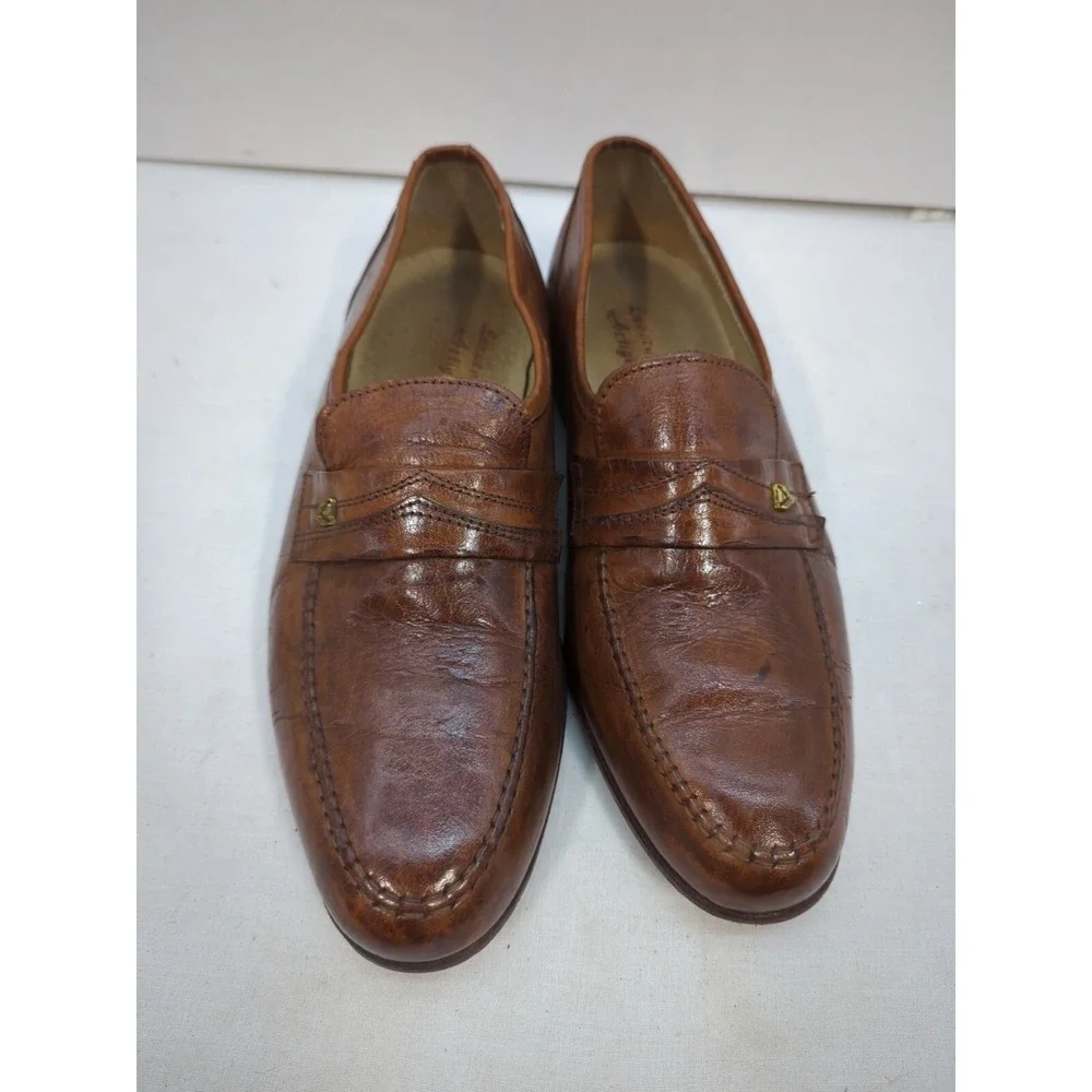 Lavorazione Artigiana Mens Brown Leather Loafer Dress Shoes Italy Size 42